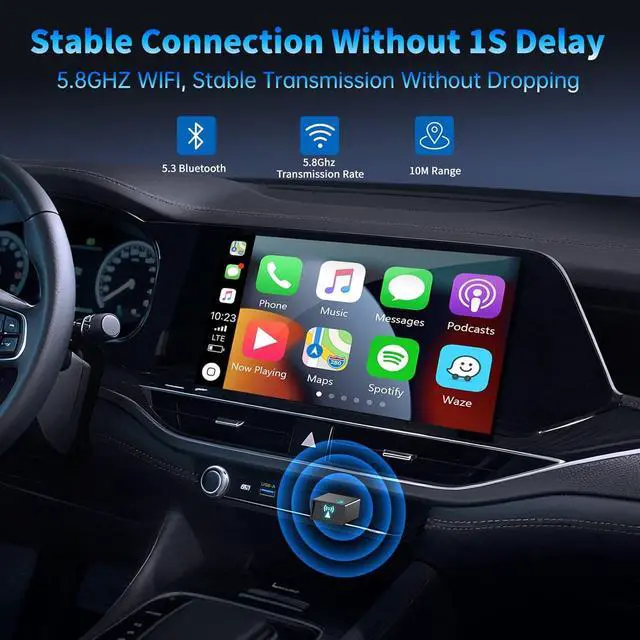 Alt view image 5 of 7 - Wireless CarPlay Adapter for iPhone[2025 Upgrade]Convert Wired to Mini Wireless uetooth Car Play Adapter, Plug and Play Stae Connection Coatie for Cars from 2016 & iOS 10+,USB A/Type C