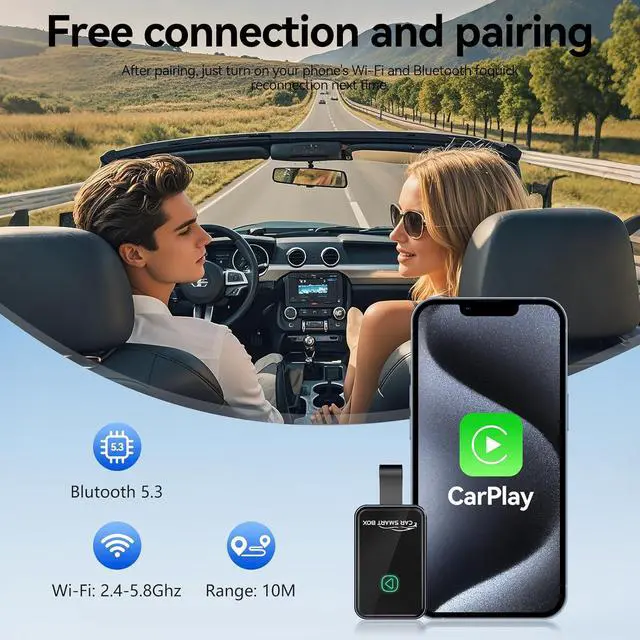 Alt view image 4 of 7 - Wireless CarPlay Adapter for iPhone, Convert Factory Wired to Wireless, Auto Connect, Zero Delay, Supports Voice Assistant, Coatie with Cars with OEM Wired CarPlay & iOS 10+