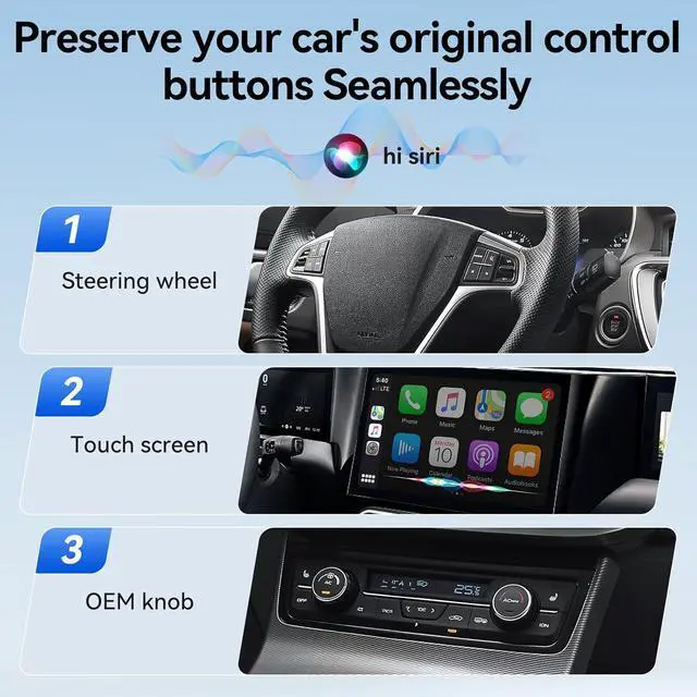 Alt view image 6 of 7 - Wireless CarPlay Adapter for iPhone, Convert Factory Wired to Wireless, Auto Connect, Zero Delay, Supports Voice Assistant, Coatie with Cars with OEM Wired CarPlay & iOS 10+
