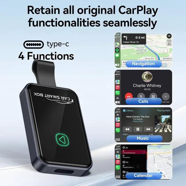 Alt view image 7 of 7 - Wireless CarPlay Adapter for iPhone, Convert Factory Wired to Wireless, Auto Connect, Zero Delay, Supports Voice Assistant, Coatie with Cars with OEM Wired CarPlay & iOS 10+