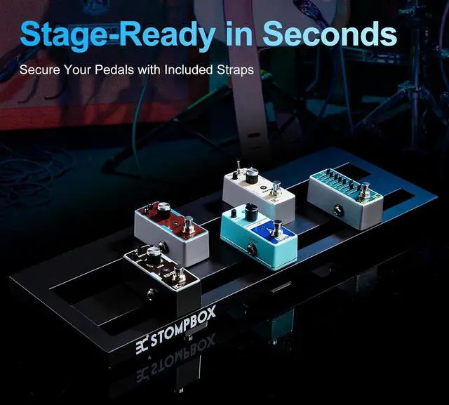 Alt view image 2 of 7 - Guitar Pedal Board Aluminum Alloy, Super Light Effect Pedalboard 20x7.3 with 9V 2A Guitar Pedal Power Supply, Guitar Pedal Cae, 8 Way Daisy Chain Caes, Waterproof Durae Carrying Bag