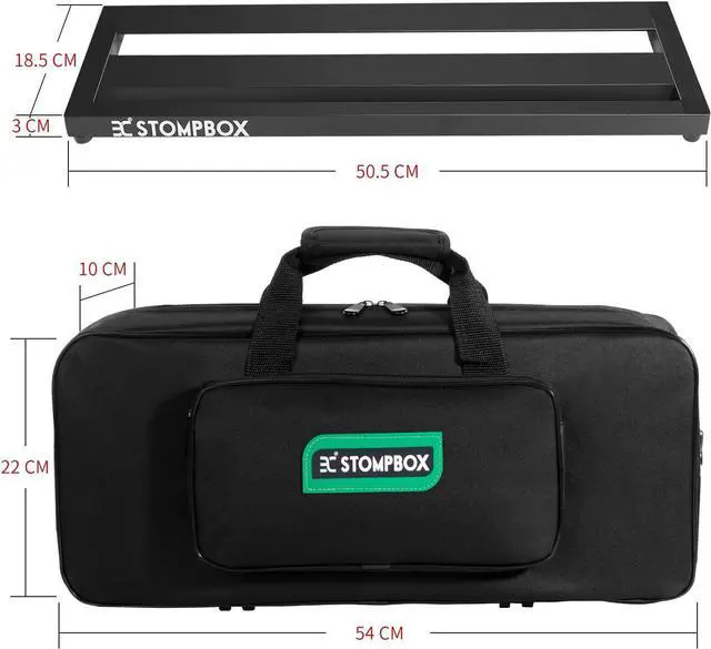 Alt view image 4 of 7 - Guitar Pedal Board Aluminum Alloy, Super Light Effect Pedalboard 20x7.3 with 9V 2A Guitar Pedal Power Supply, Guitar Pedal Cae, 8 Way Daisy Chain Caes, Waterproof Durae Carrying Bag