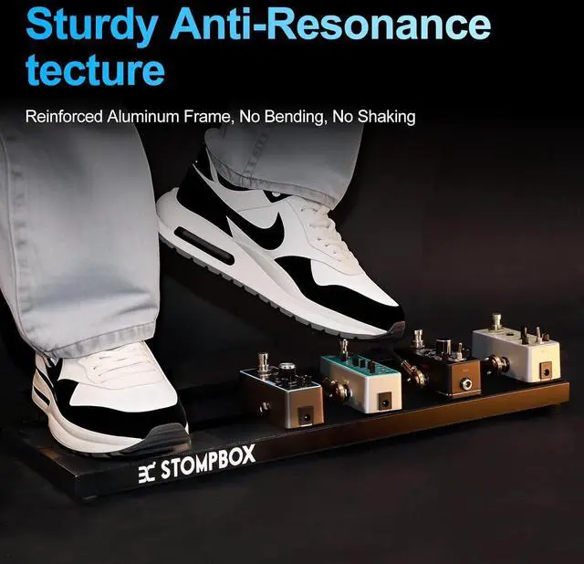 Alt view image 5 of 7 - Guitar Pedal Board Aluminum Alloy, Super Light Effect Pedalboard 20x7.3 with 9V 2A Guitar Pedal Power Supply, Guitar Pedal Cae, 8 Way Daisy Chain Caes, Waterproof Durae Carrying Bag