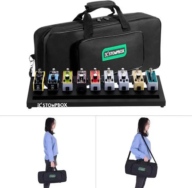 Alt view image 6 of 7 - Guitar Pedal Board Aluminum Alloy, Super Light Effect Pedalboard 20x7.3 with 9V 2A Guitar Pedal Power Supply, Guitar Pedal Cae, 8 Way Daisy Chain Caes, Waterproof Durae Carrying Bag