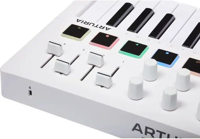 Alt view image 6 of 6 - MiniLab 3 Coact MIDI Keyboard and Pad Controller | White Bundle with 6ft MIDI Cae + Microfiber Cleaning Cloth (3 Item)
