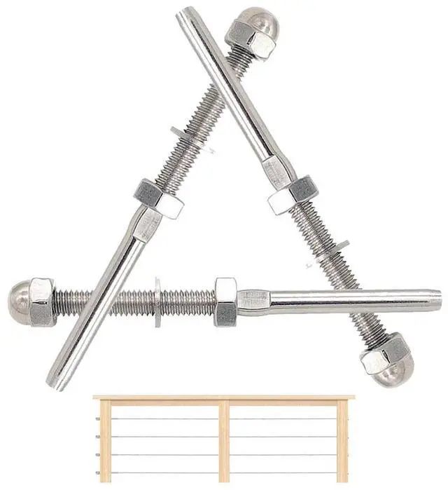Main image of 100 Pack  Threaded Terminal Stud End Cae Railing Kit, Threaded Tension Stud End,Stainless Steel Hand Swage Stud for 1/8" Cae Deck Railing,Rail System,Cae Tensioner