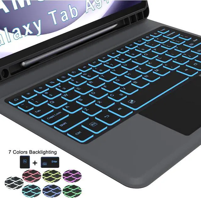 Alt view image 5 of 7 - Folio Touch Keyboard Case for Galaxy Tab A9+ 11 inch - Slim Wireless Smart Touch Trackpad Keyboard Folio Taet Cover - Backlit Keyboard with Kickstand for Tab A9 Plus 11" 2023 ack