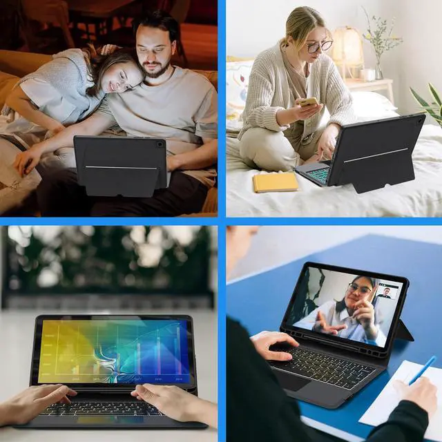 Alt view image 6 of 7 - Folio Touch Keyboard Case for Galaxy Tab A9+ 11 inch - Slim Wireless Smart Touch Trackpad Keyboard Folio Taet Cover - Backlit Keyboard with Kickstand for Tab A9 Plus 11" 2023 ack