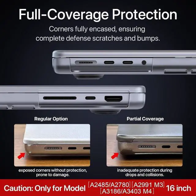 Alt view image 3 of 7 - for MacBook Pro 16 inch Case M4 2025 2024-2021 M3 M2 M1 Pro/Max [Same as Bare MacBook] Protective Hard Shell + Laptop Keyboard Cover - Matte Clear