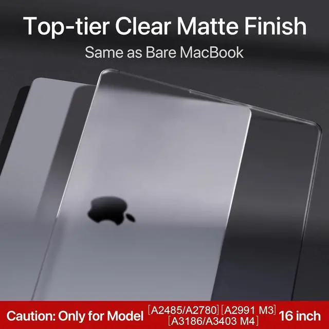 Alt view image 2 of 7 - for MacBook Pro 16 inch Case M4 2025 2024-2021 M3 M2 M1 Pro/Max [Same as Bare MacBook] Protective Hard Shell + Laptop Keyboard Cover - Matte Clear