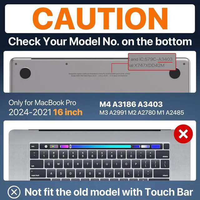 Alt view image 6 of 7 - for MacBook Pro 16 inch Case M4 2025 2024-2021 M3 M2 M1 Pro/Max [Same as Bare MacBook] Protective Hard Shell + Laptop Keyboard Cover - Matte Clear