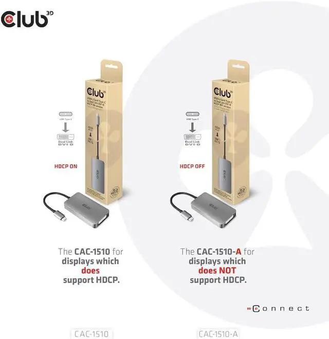Alt view image 4 of 7 - Club3D CAC-1510-A USB Type C to Dual Link DVI-D Cae Adapter Support 3840x2160@30hz, 2560x1600@60Hz HDCP Off for Cinema Displays M/F