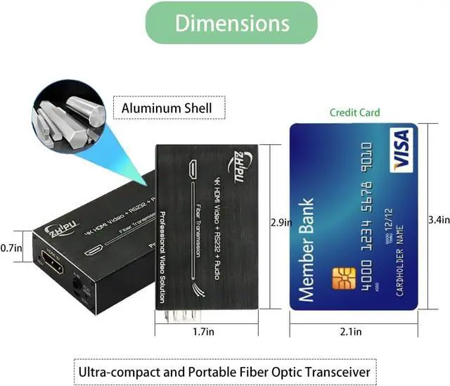 Alt view image 4 of 7 - Mini 4K HDMI Fiber tender with RS232 & Audio, 10.2Gbps Zero Delay Lossless Video Signal Up to 20km, Single-Mode Fiber Optic Converter for Home Theater & Large Screen Display