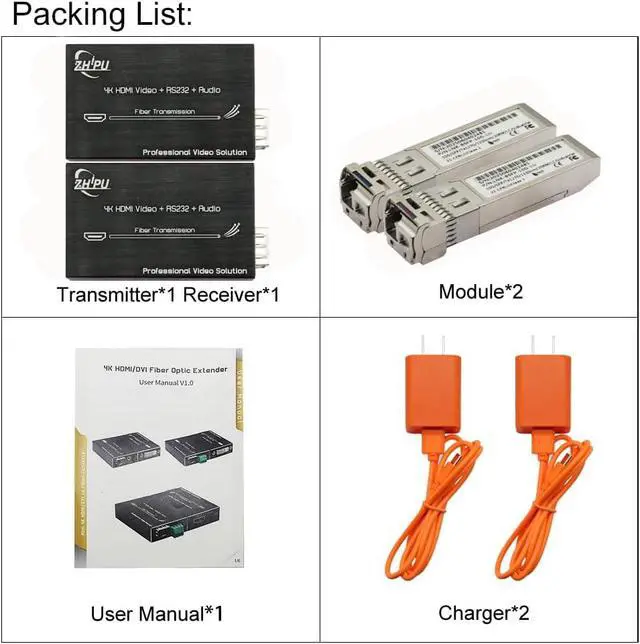 Alt view image 7 of 7 - Mini 4K HDMI Fiber tender with RS232 & Audio, 10.2Gbps Zero Delay Lossless Video Signal Up to 20km, Single-Mode Fiber Optic Converter for Home Theater & Large Screen Display