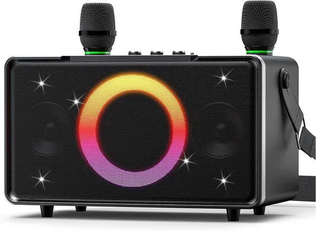 Main image of Portae uetooth Speaker: 200W Peak, Deep Bass, 15H Playtime, Large Party Wireless Speakers, Powerful Loud Sound, Light Show, Fast Charging for Outdoor, Backyard, Home(Silver with 2Mic)