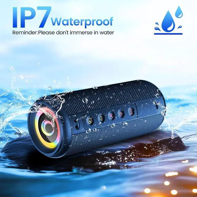 Alt view image 4 of 7 - Portae uetooth Speaker, uetooth 5.4 Wireless Speaker with 20W HD Loud Stereo Sound, 20H Playtime, IP7 Waterproof, LED Lights, TWS Pairing, Built-in Mic, for Outdoor, Home, Party, Beach, ue
