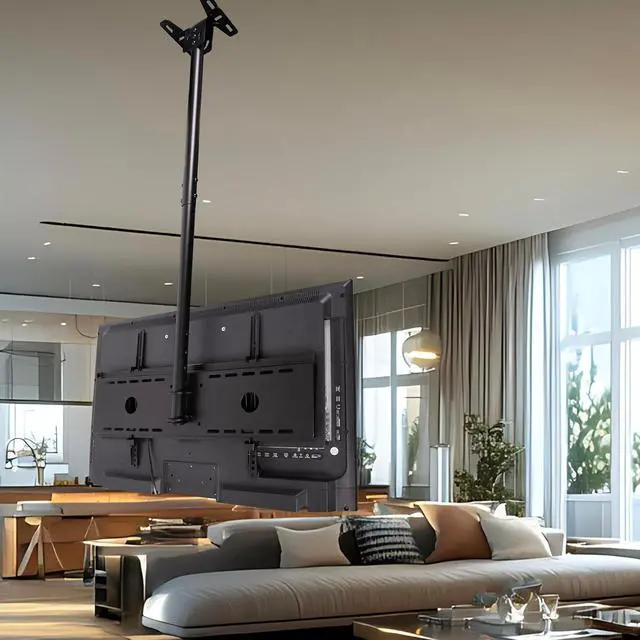 Alt view image 2 of 7 - Ceiling TV Mount for 37-86 Inch TVs, Max 165lb, VESA 600 and Full 64" tension Supports Newer Displays up to 100", Brat Mounts Flat, Vaulted or in-Ceiling, 360 Swivel and 15 Degree Tilt