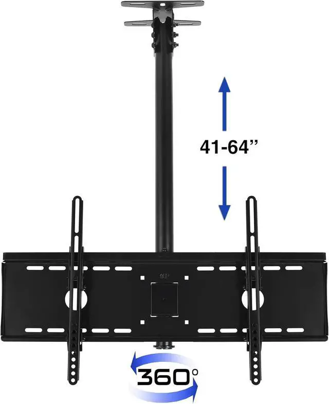 Alt view image 3 of 7 - Ceiling TV Mount for 37-86 Inch TVs, Max 165lb, VESA 600 and Full 64" tension Supports Newer Displays up to 100", Brat Mounts Flat, Vaulted or in-Ceiling, 360 Swivel and 15 Degree Tilt