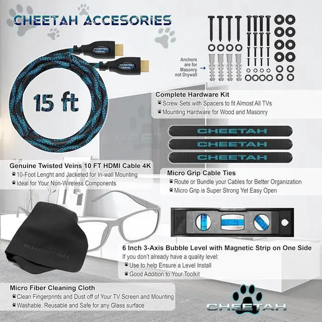 Alt view image 6 of 7 - Ceiling TV Mount for 37-86 Inch TVs, Max 165lb, VESA 600 and Full 64" tension Supports Newer Displays up to 100", Brat Mounts Flat, Vaulted or in-Ceiling, 360 Swivel and 15 Degree Tilt