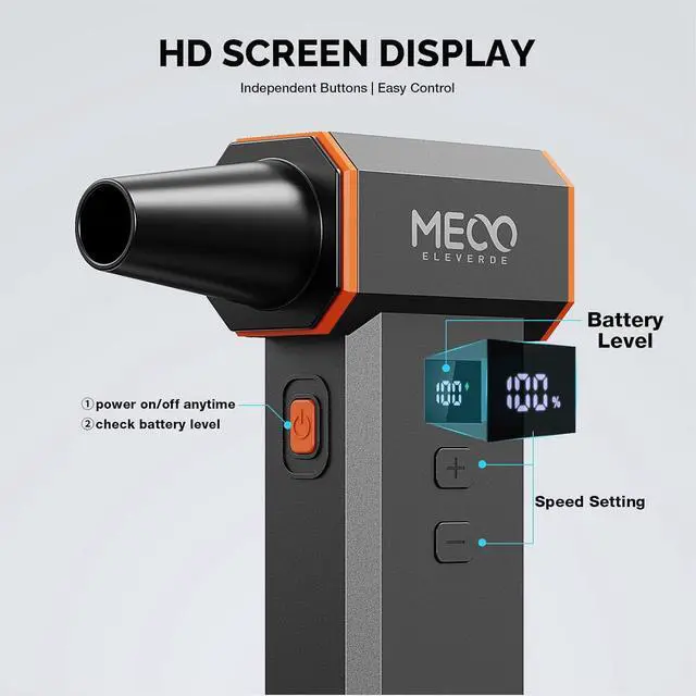 Alt view image 6 of 7 - Electric Air Duster 220,000 RPM 100 Stepless Levels, Brushless Motor & LED Display Cordless Air Duster with Cleaning Kit, Mini Dust ower for PC, Keyboard, Car, Home & Outdoor