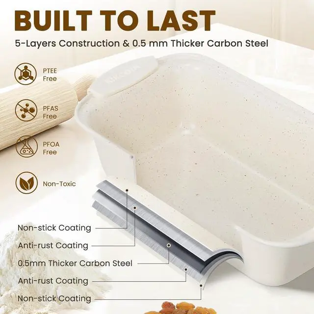 Alt view image 3 of 7 - 22 PCS Nonstick Baking Pans Set, Stackae Bakeware Sets with Silicone Handles, 450°F Oven Safe Baking Sheet Set, Easy Release Cookie Sheets for Baking, Cream