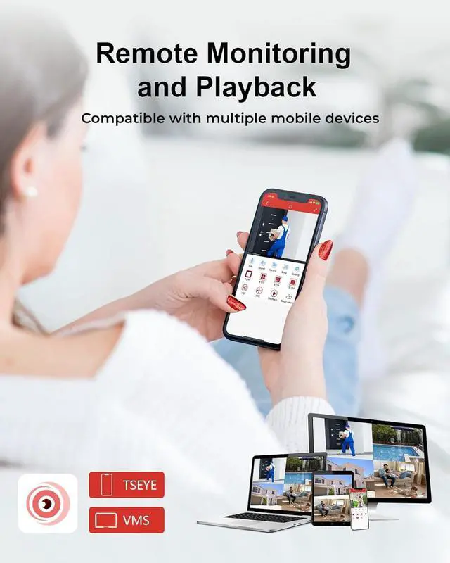 Alt view image 2 of 7 - 1080P Wired Security Camera System,  8CH CCTV Surveillance DVR with 1TB Hard Drive, 4 x Home 5 Wired Security Cameras Outdoor with Human Vehicle Detection, IP68 Waterproof, Remote Access