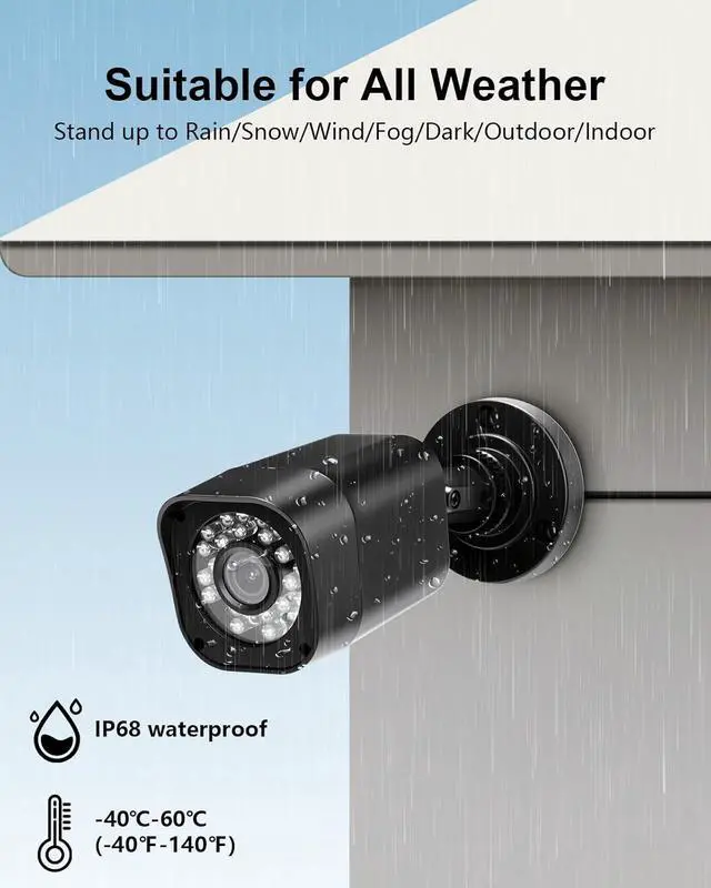 Alt view image 3 of 7 - 1080P Wired Security Camera System,  8CH CCTV Surveillance DVR with 1TB Hard Drive, 4 x Home 5 Wired Security Cameras Outdoor with Human Vehicle Detection, IP68 Waterproof, Remote Access