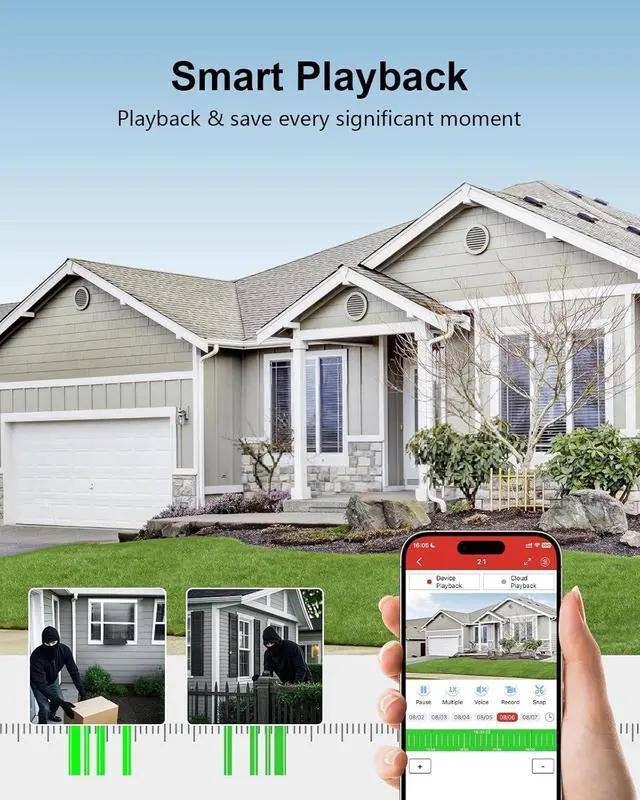 Alt view image 4 of 7 - 1080P Wired Security Camera System,  8CH CCTV Surveillance DVR with 1TB Hard Drive, 4 x Home 5 Wired Security Cameras Outdoor with Human Vehicle Detection, IP68 Waterproof, Remote Access