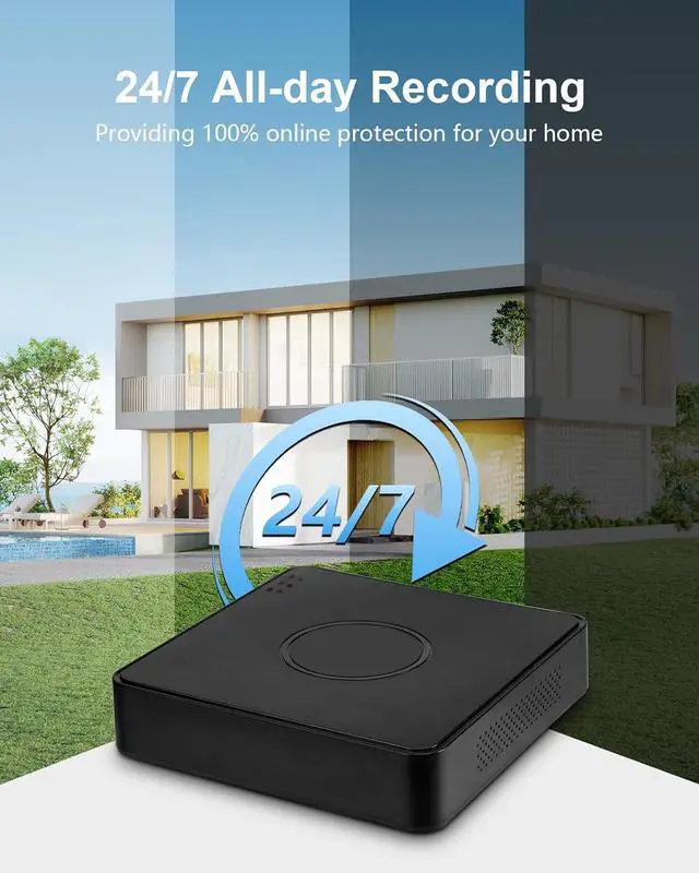 Alt view image 5 of 7 - 1080P Wired Security Camera System,  8CH CCTV Surveillance DVR with 1TB Hard Drive, 4 x Home 5 Wired Security Cameras Outdoor with Human Vehicle Detection, IP68 Waterproof, Remote Access