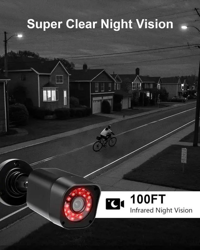 Alt view image 6 of 7 - 1080P Wired Security Camera System,  8CH CCTV Surveillance DVR with 1TB Hard Drive, 4 x Home 5 Wired Security Cameras Outdoor with Human Vehicle Detection, IP68 Waterproof, Remote Access