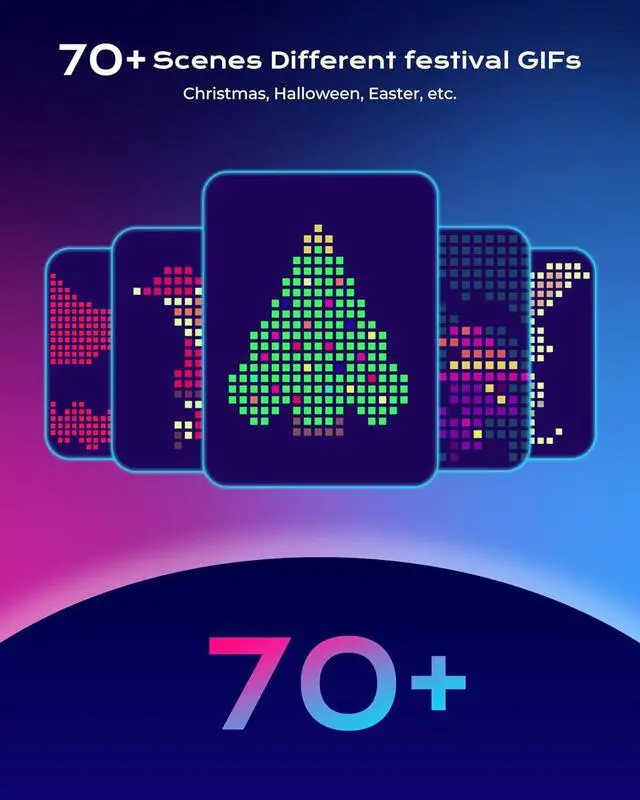 Alt view image 3 of 7 - 400 RGBIC LEDs Smart Curtain Lights with DIY GIF, 6.6x6.6ft Color Changing Holiday Wall Lights with APP, IP65 Waterproof Chrias String Fairy Lights for Indoor Outdoor Bedroom Window