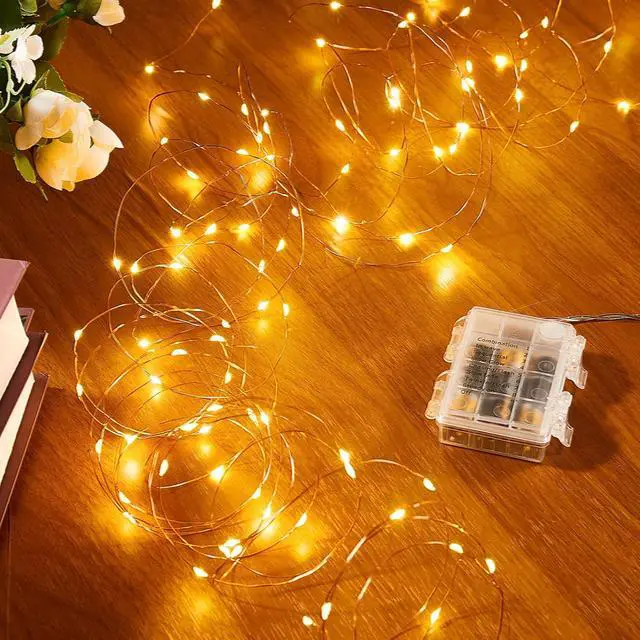 Alt view image 2 of 7 - 4 Pack 65.6 Ft. Battery Operated Outdoor String Lights with Remote & Timer, LED Warm White Fairy Lights, Waterproof Twinkle Lights for Bedroom, Dorm, Mason Jar, Wedding, Party, Chrias