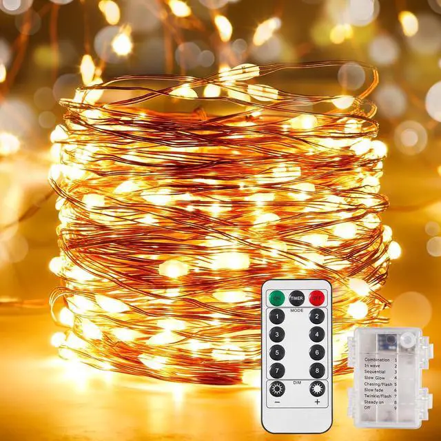 Alt view image 3 of 7 - 4 Pack 65.6 Ft. Battery Operated Outdoor String Lights with Remote & Timer, LED Warm White Fairy Lights, Waterproof Twinkle Lights for Bedroom, Dorm, Mason Jar, Wedding, Party, Chrias