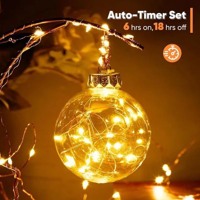 Alt view image 6 of 7 - 4 Pack 65.6 Ft. Battery Operated Outdoor String Lights with Remote & Timer, LED Warm White Fairy Lights, Waterproof Twinkle Lights for Bedroom, Dorm, Mason Jar, Wedding, Party, Chrias