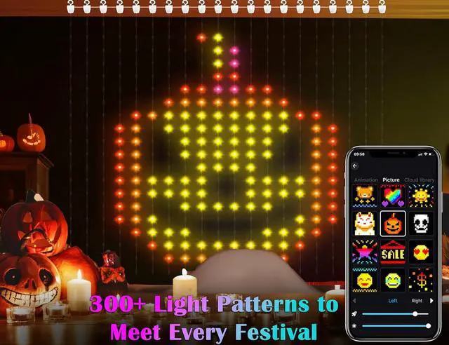 Alt view image 7 of 7 - Smart Curtain Lights 400 LED, Color Changing Curtain Lights 6.6ft*6.6ft with APP&Remote,Dynamic DIY Fairy String Light for Bedroom Living Room Backdrop LED Halloween Chrismas Light Decor