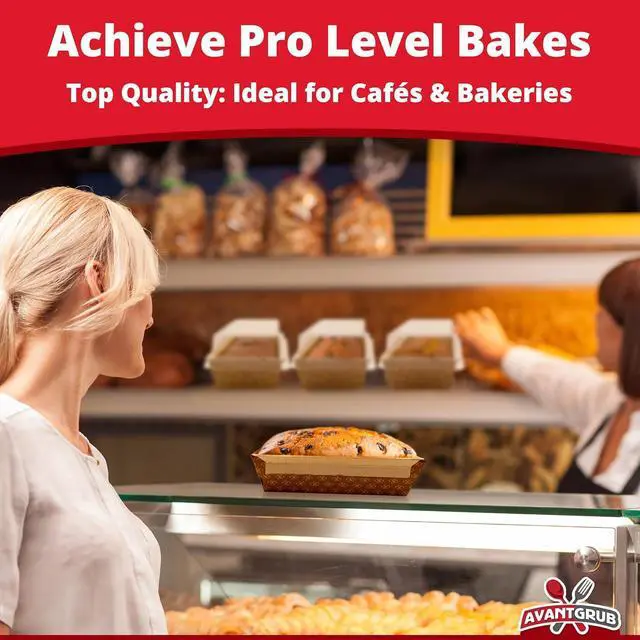 Alt view image 3 of 7 - Chef-Grade Elegant 1Lb Paper Loaf Pans 50 Pk. Best Disposable Bakeable Kraft Pan Supply for Baking Bread, Small Meatloaf, on Bundt Cake, Sweets for Holiday Gifts, Bake Sales or Fundraiser.