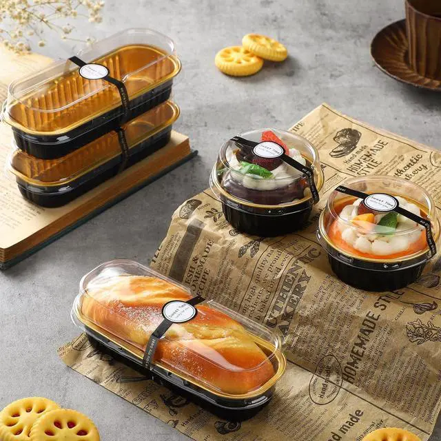 Alt view image 3 of 6 - 600 Pcs Mini Loaf Pans with Lids and Spoons Sealing Stickers 6.8oz Disposable Aluminum Foil Muffin Baking Pans 5oz Cupcake Cups Cake Containers for Mothers Day Holidays Party Picnics(Black)