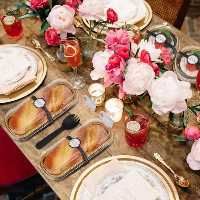 Alt view image 6 of 6 - 600 Pcs Mini Loaf Pans with Lids and Spoons Sealing Stickers 6.8oz Disposable Aluminum Foil Muffin Baking Pans 5oz Cupcake Cups Cake Containers for Mothers Day Holidays Party Picnics(Black)