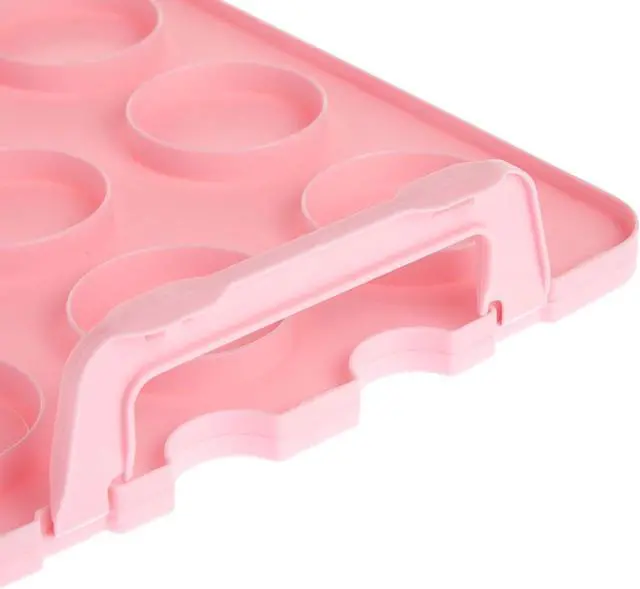 Alt view image 6 of 7 - 3-Tier Cupcake Carrier - Airtight Plastic Container for Baking - Stackable Cupcake Containers & Removable Trays - Portable Cake Transport Holder - Holds 36, Pink, 13.5"x10.25"x10.75"