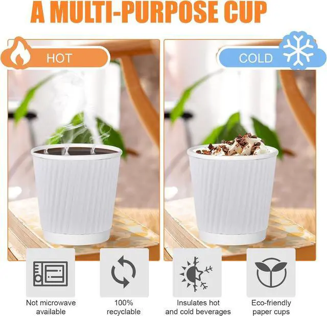 Alt view image 5 of 7 - 500 Pack Paper Espresso Coffee Cups,4 oz Disposable Coffee Cups,Corrugated Insulated Ripple Wall, Paper Ripple Cup for Coffee, Hot Chocolate and Hot Tea Drinks -White