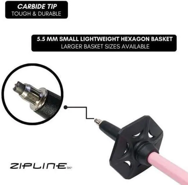 Alt view image 4 of 6 - Zipline Lollipop 14.0 Graphite Carbon Composite Ski Poles  Lightweight, Durable, All-Mountain  Ergonomic Grip, Vibration Dampening, Ideal for Groomers and Freestyle. Choice of Skiers