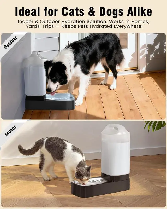 Alt view image 6 of 7 - Automatic Dog Water Bowl Dispenser - 2.4 Gallon Stainless Steel Gravity Pet Water Feeder with Ergonomic Handle Design Anti Splash Drinking Bowl Without Filter Easy to Clean Multi Pet Use