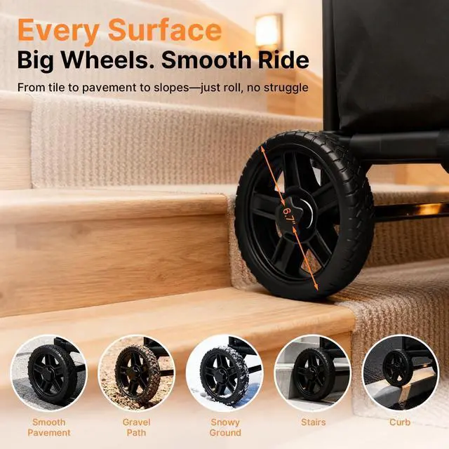 Alt view image 2 of 7 - 2-in-1 Grocery Cart with Wheels, Waterproof Removable Bag 57L, Foldable Shopping Cart with Full Platform, 330LB Stair Climber for Shopping, Moving & Laundry, Black