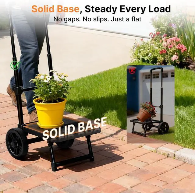 Alt view image 5 of 7 - 2-in-1 Grocery Cart with Wheels, Waterproof Removable Bag 57L, Foldable Shopping Cart with Full Platform, 330LB Stair Climber for Shopping, Moving & Laundry, Black