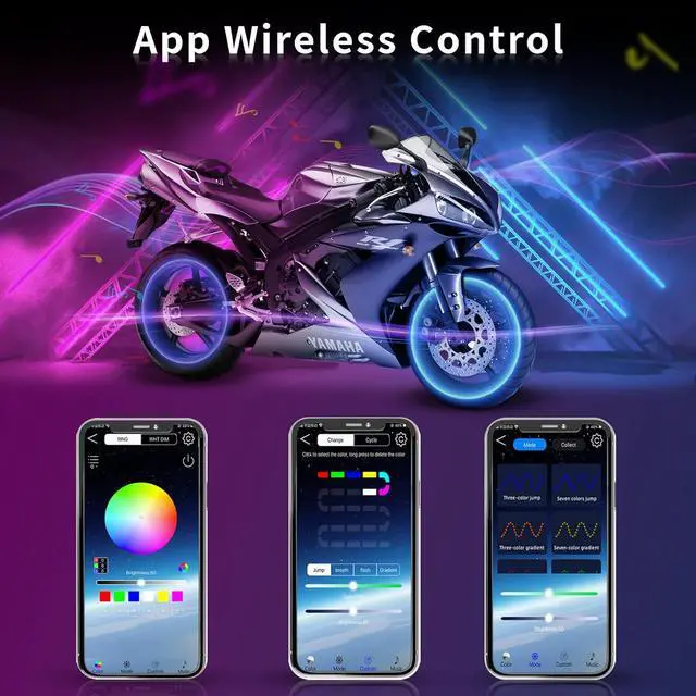 Alt view image 2 of 7 - Motorcycle Tail Lights,Led Taillights For Motorcycles With Wireless APP,Motorcycle Brake Light Integrated Running Lamp Brake&Turn Signals For Yamaha Yzf R3 R25 Y15Zr Mt07 Fz07 Lc150