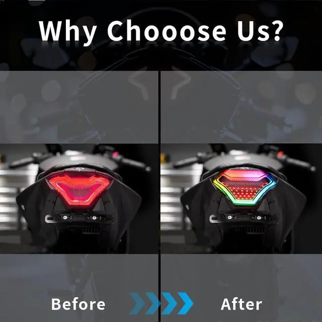 Alt view image 5 of 7 - Motorcycle Tail Lights,Led Taillights For Motorcycles With Wireless APP,Motorcycle Brake Light Integrated Running Lamp Brake&Turn Signals For Yamaha Yzf R3 R25 Y15Zr Mt07 Fz07 Lc150