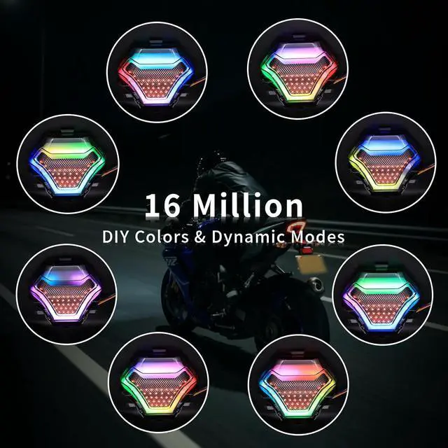 Alt view image 3 of 7 - Motorcycle Tail Lights,Led Taillights For Motorcycles With Wireless APP,Motorcycle Brake Light Integrated Running Lamp Brake&Turn Signals For Yamaha Yzf R3 R25 Y15Zr Mt07 Fz07 Lc150