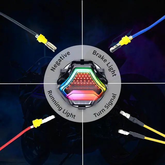 Alt view image 6 of 7 - Motorcycle Tail Lights,Led Taillights For Motorcycles With Wireless APP,Motorcycle Brake Light Integrated Running Lamp Brake&Turn Signals For Yamaha Yzf R3 R25 Y15Zr Mt07 Fz07 Lc150