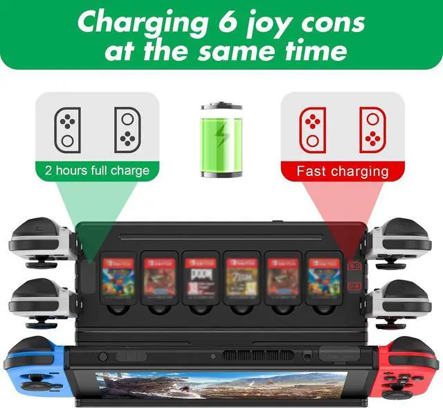 Alt view image 2 of 7 - TV Docking Station with Joycon Charging for Switch,Storable 6 Game Cards/6 TF Cards,Switch Docking Station Support 4K HDMI Adapter Output with HDMI Cable and 15V/2.6A USB-C Charger