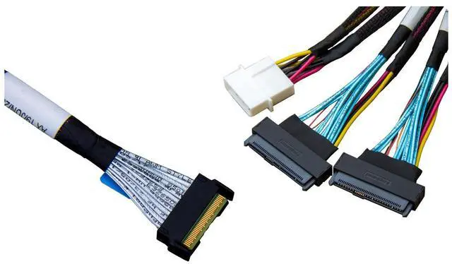 Main image of PCIe 5.0  x8 to 2*.  Adapter,-- 74Pin to 2*- 68Pin Cable with Power, Mini Cooledge IO Cable 80CM